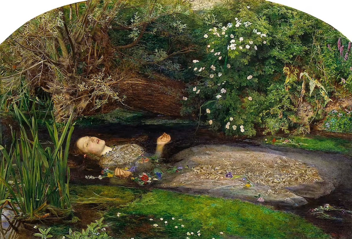 Ophelia by John Everett Millais, 1851, via Tate, London